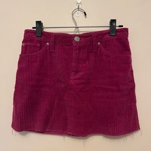Raspberry corduroy mini skirt